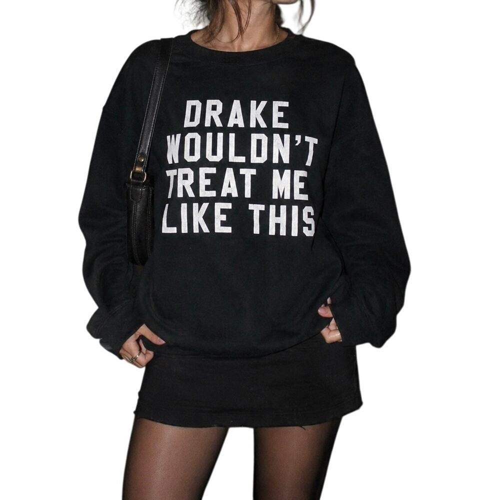 Drake Treat Me Like This Sweatshirt Small Distressed Graphic Crew Y2K Streetwear